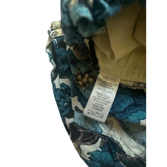 Ann Taylor Loft Linen Blend Tie Waist Mini Skirt Blue Floral w/ Pockets Small - Picture 5 of 5